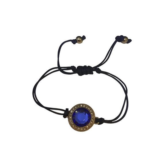 Vintage Avon Blue Energy String Bracelet W/Blue Crystal & Gold (1626-1-2-3) - Picture 4 of 5